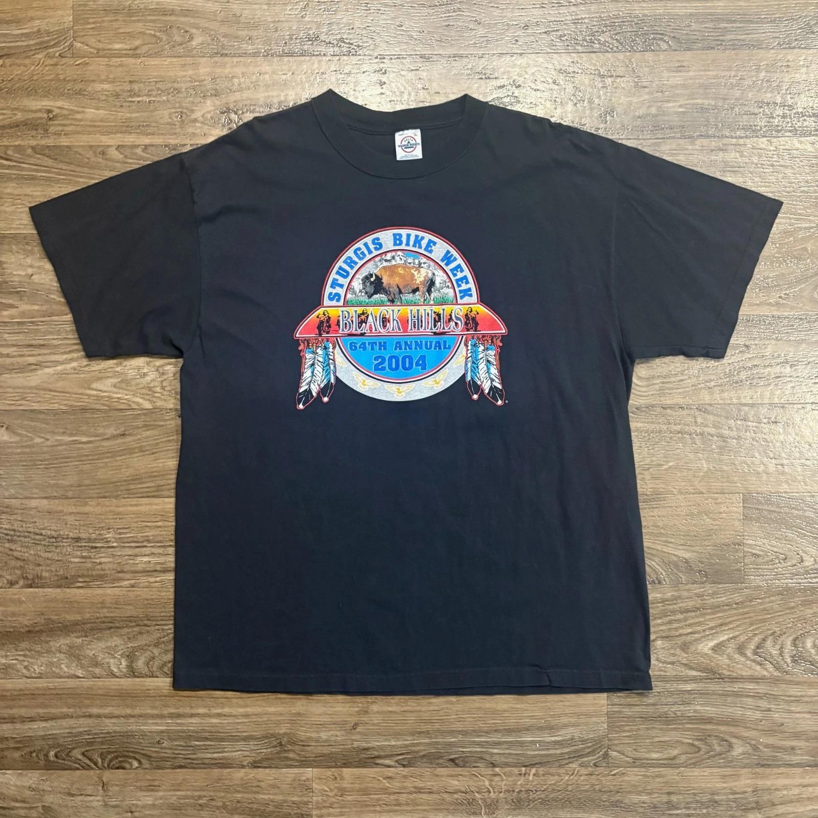 

Y2K / Vintage 2004 Sturgis Bike Week Black Hills Bison Tee Motorcycle Rally XL 2XL