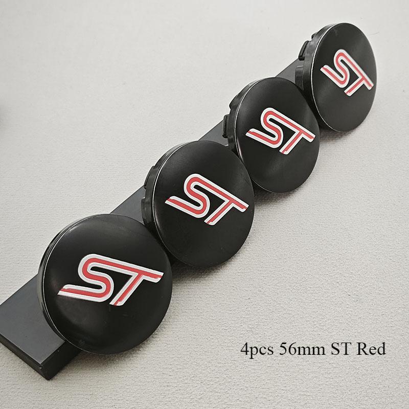 AJJ1 4Pcs 56mm ST Logo Car Wheel Center HubCaps Rims Cover Badge Emblem For Ford ST Focus Mustang Fusion Taurus Mondeo Accessories
