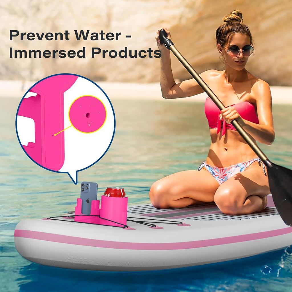 Kayak Drink Holder Universal Waterproof Phone Cup Holder for Paddle Board, Surfboard & Boat, Adjustable Can Beer Bottle Caddy with Mount