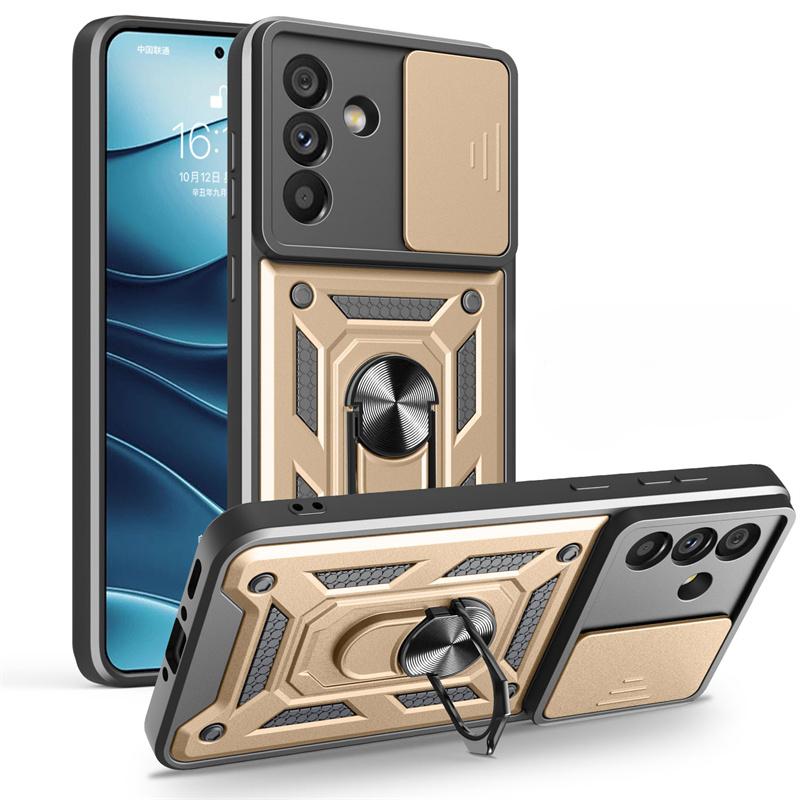 Slide Kamera Panzerhülle für Samsung Galaxy A06 A16 A26 A36 A56 5G Hülle Auto Magnetischer Ring Ständer Handyhülle für Samsung A56 A 16