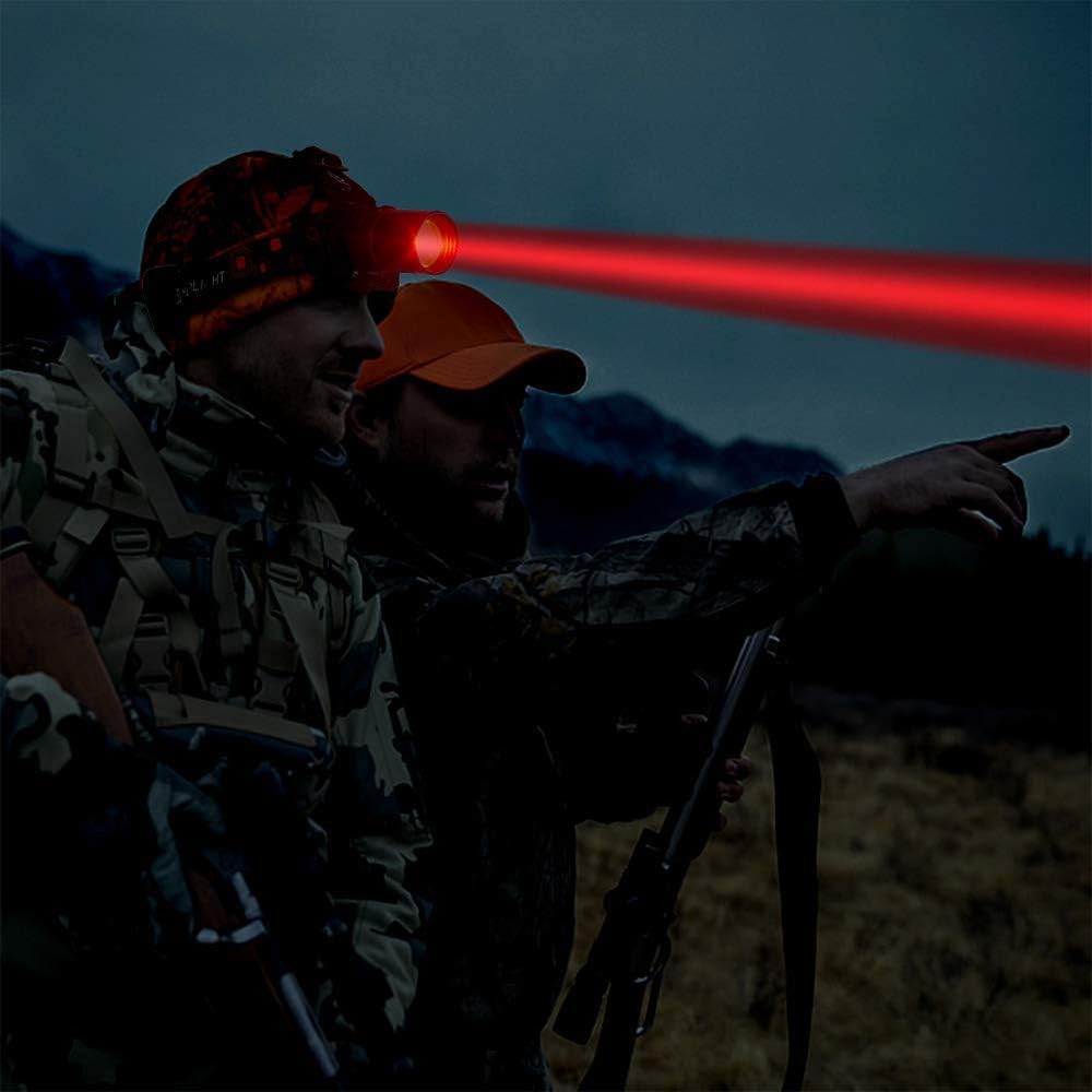 Hunting Headlamp Red Light Rechargeable, 1000 Lumens Red LED Head Light Zoomable Red Light Headlamp Waterproof 3 Modes for Coon Hog Coyote Varmint
