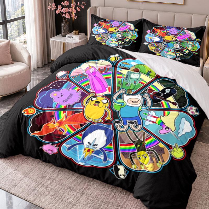 Adventure Time 3Pcs Bedding Set Duvet Cover With Two Pillowcases For Bedroom Home Decoration
