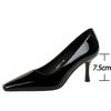 Women 7.5 cm Heels Patent leather Women Pumps Square head Kitten heels Stiletto Elegant banquet shoes Sexy party shoes