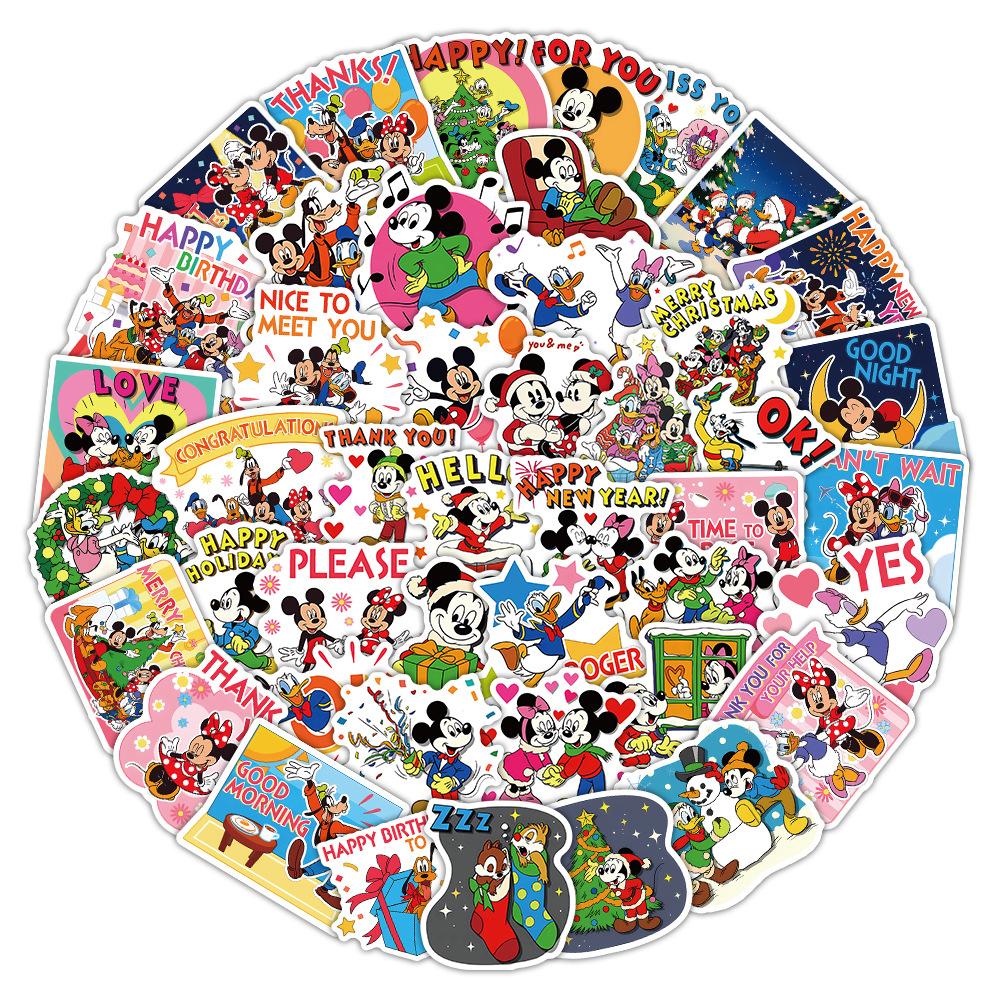 10/30/52pcs  Anime Mickey Mouse Christmas Stickers Funny Creative Cartoon Decals DIY Luggage Phone Notebook Sticker Decor