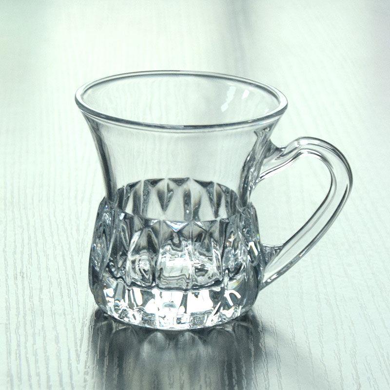 

2 шт. Чашка для эспрессо, Ретро домашняя кофейная чашка с ручкой, Маленькая изящная прозрачная стеклянная послеобеденная чайная чашка, Женская европейская чашка для молока 135ML