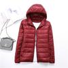 Feather new women's clothing autumn and winter new light and thin down jackets for women's clothing with hats and thin large-size coats