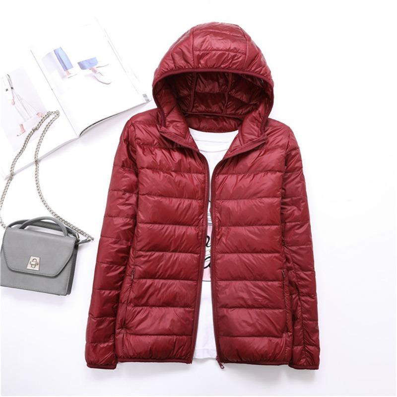 Feather new women's clothing autumn and winter new light and thin down jackets for women's clothing with hats and thin large-size coats