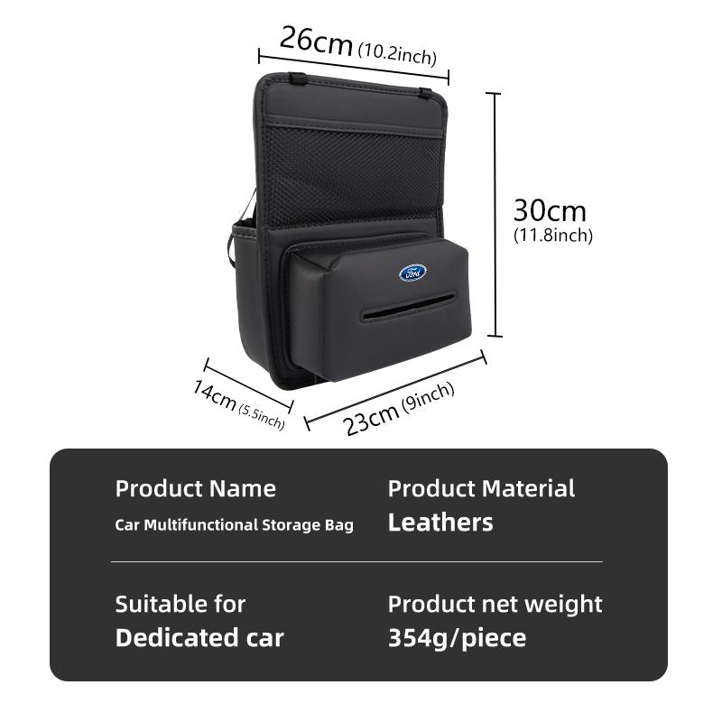AAAMK1 For Ford Leather Car Seat Back Storage Bag Middle Armrest Hanging Pocket Escort KA Flex Everest KA Expedition Falcon Fusion