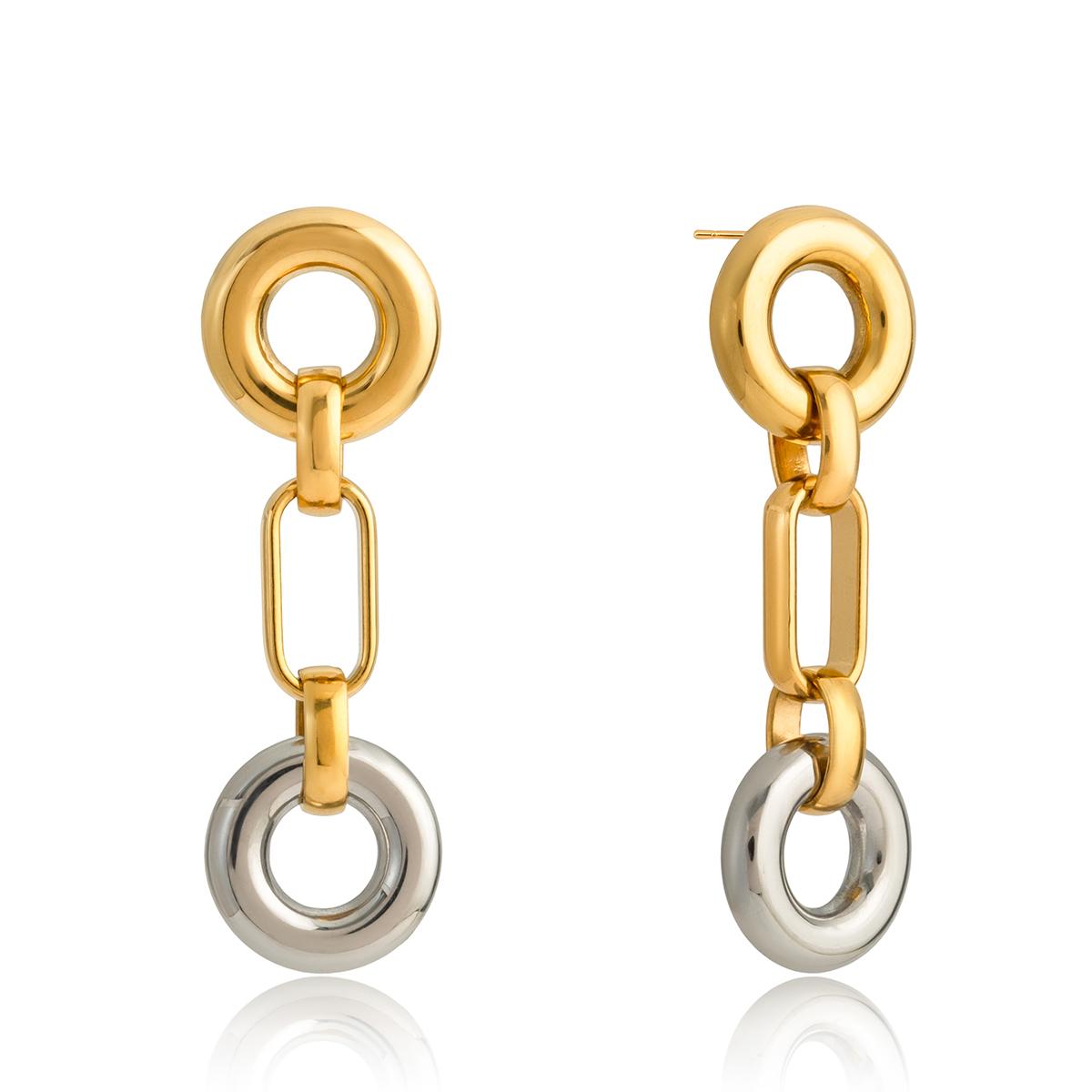 Yori Color Blocked O-Shaped Chain Tcassel Earrings for Women Golden PVD Plated New Arrivals Charming Daily Jewelry Gift