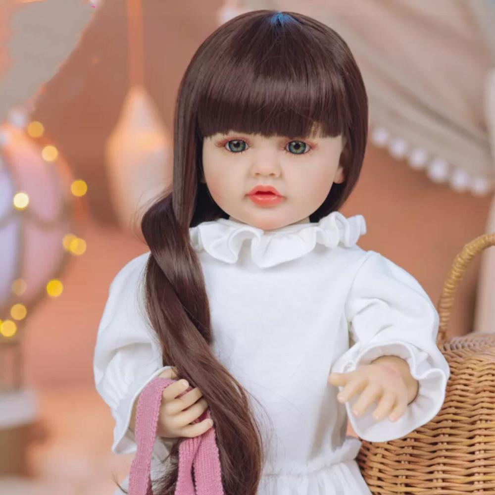 Cute Long Hair Rebirth Dolls Betty 22 Inch Full Vinyl Body Newborn Babies Doll Can Enter Water Lifelike Baby Girl Dolls Straight Let Kid Playmate  Toy
