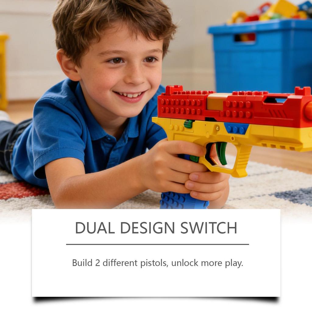 DOWMOO DIY Building Block Toy Gun Model with Ejecting Shells - Educational, Durable, Eco-friendly.