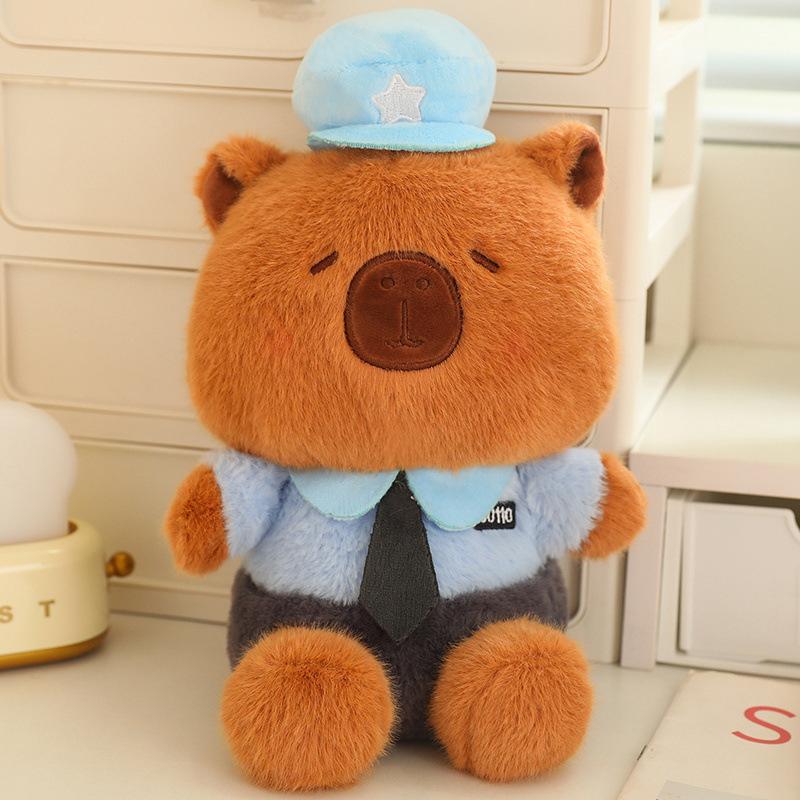 Cute police capybara doll plush toy capybara turned into bee doll children's company soothing doll