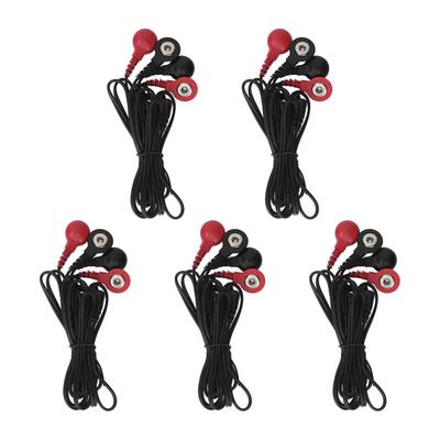 5pz Fili di Piombo di Ricambio TENS 4 Snap 1,4m 2,5mm Fili Elettrodi Unità TENS Trattamento Meridian Black Red