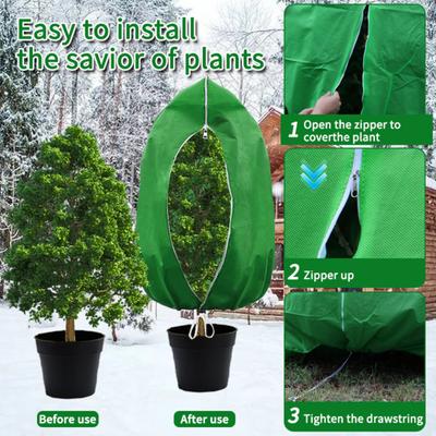 Plant Cold Proof Cover Zippered Freeze Protection Bag with Drawstring Potted Plants Winter Frost Blanket for Outdoor Small Trees Shrubs