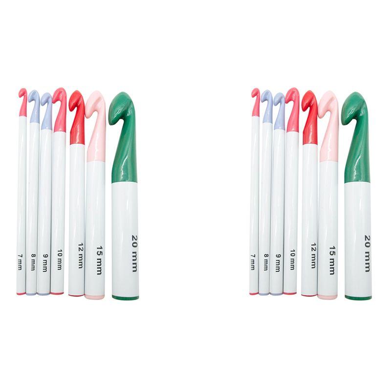 

ABJI-2X Crochet Hook Set,7/8/9/10/12/15/20Mm Plastic Handle Crochet Hook Knitting Needles Thick Head Tool DIY Crafts белый