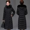 Hooded Fur Collar Down Cotton Jacket Women Winter Clothing   Middle-Aged Mother Mid-Long Thicken Coat Warm  Jacket