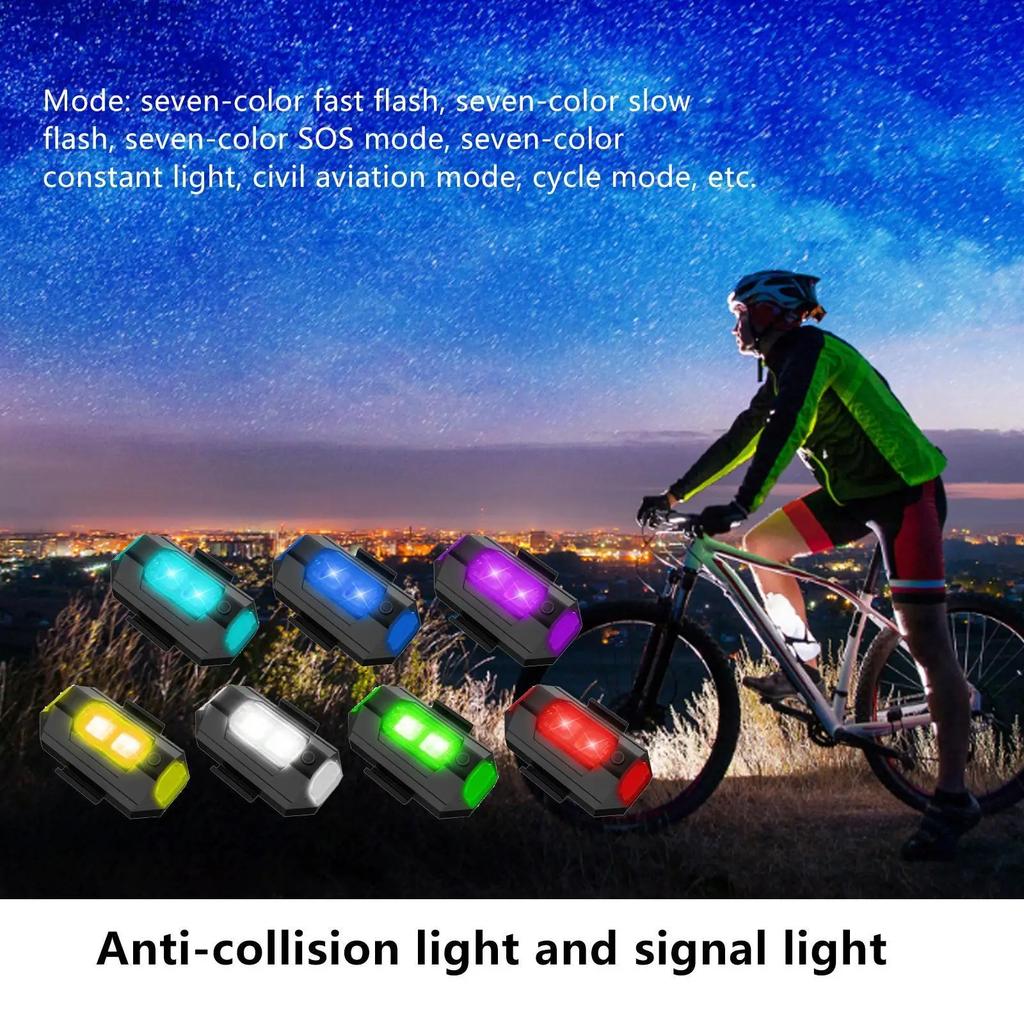 10-1PCS Motorcycle LED Anti Collision Warning Light Bike Aircraft Night Turn Signal Light 7 Color Drone Car Strobe Light Indicat