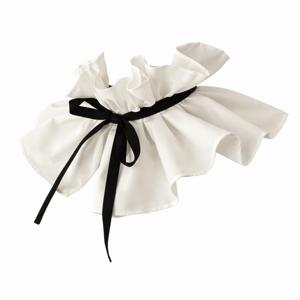 Ribbon Tie Faux Ruffled Shawl Ruff Lace Up Pleated Retro Fake Stand Collar  Girls Clothes