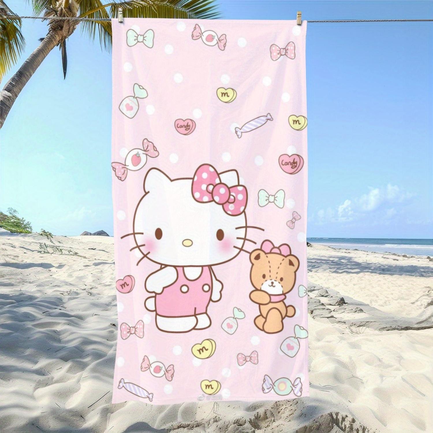 

1pc Sanrio Hello Kitty & Teddy Bear Pink Beach Towel - Quick-Dry Large Bath Towel Machine Washable, Stylish & Absorbent W40*H60(CM)