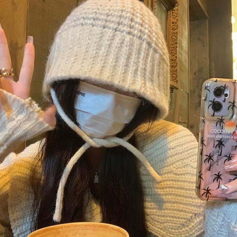 Korean Versatile Bucket Hat Winter  Keep Warm Earmuff Casual Knitted Hat For Women