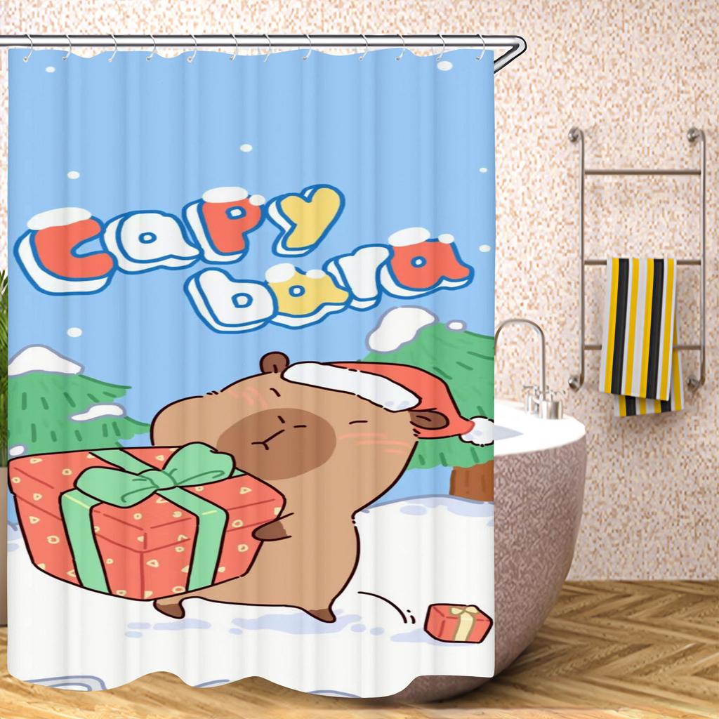 Kapibara Badrumsgardiner Tillbehörssatser Lyx Duschdraperi Bad & Saker Söt Vattentät Rolig Anime För Vardagsrum