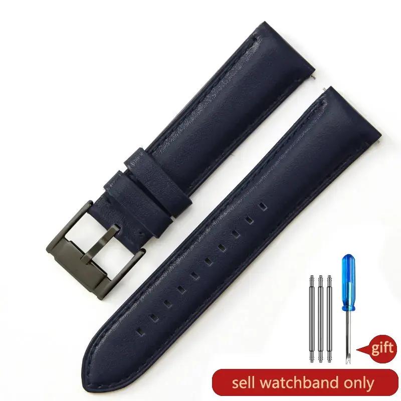 For Fossil Fs4813 Fs4735 Q Smart Series Men's Genuine Cow Leather  Sweatproof Breathable Watchbands with Needle Buckle  22 24mm