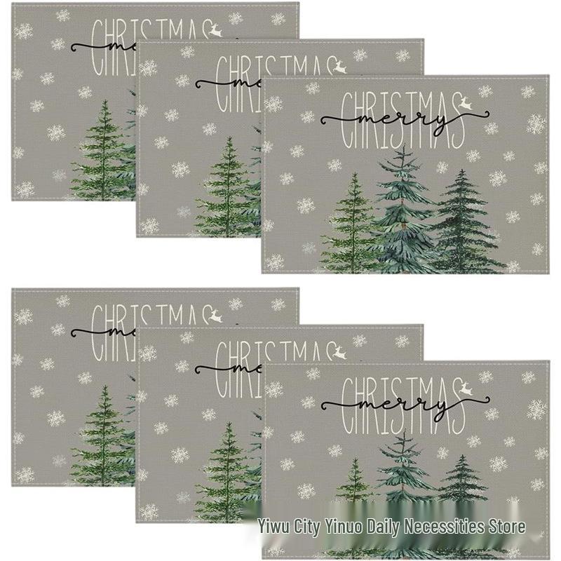 Christmas Snowman & Snowflake Plaid Insulated Placemat - Festive Table Decoration