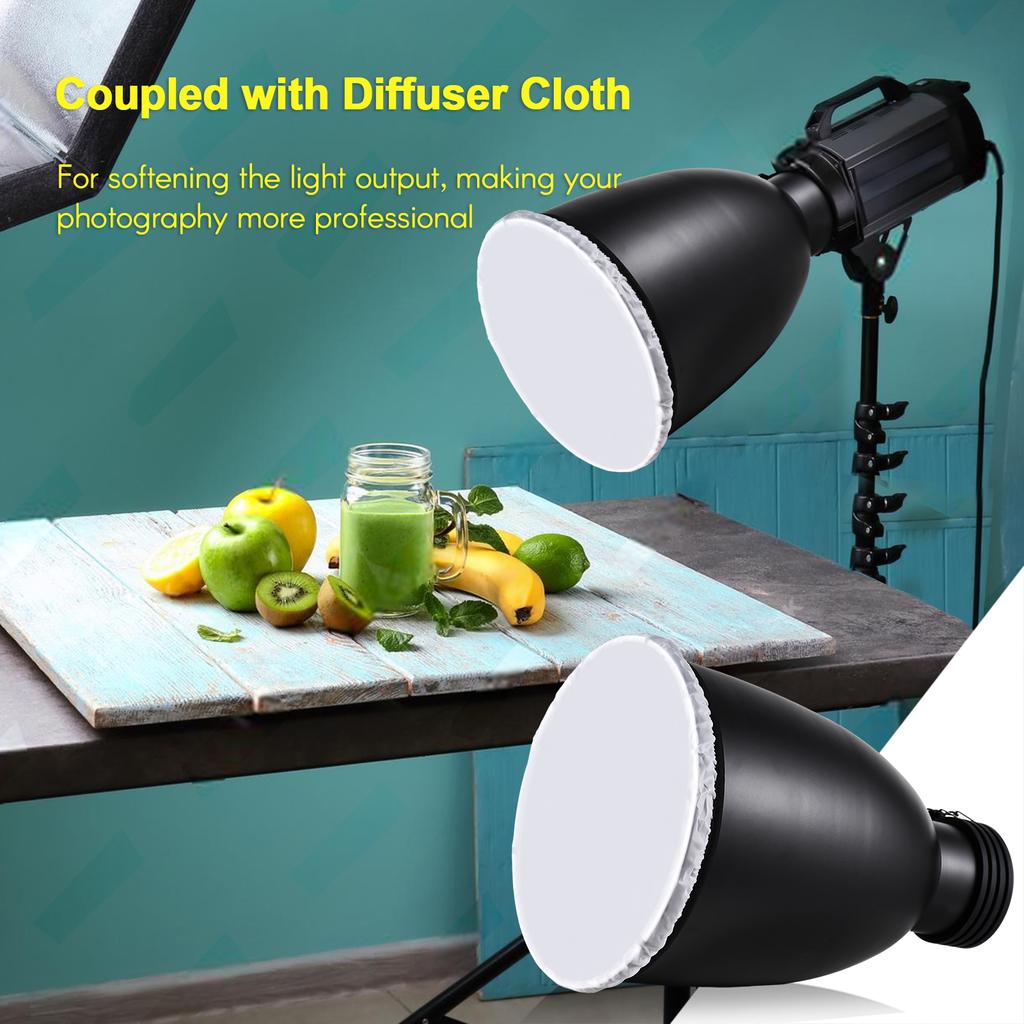 11.6 Inch Beauty Dish with Profoto Mount Tele Zoom Reflector Diffuser Lamp Shade Dish with 60 degrees Honeycomb Grid &