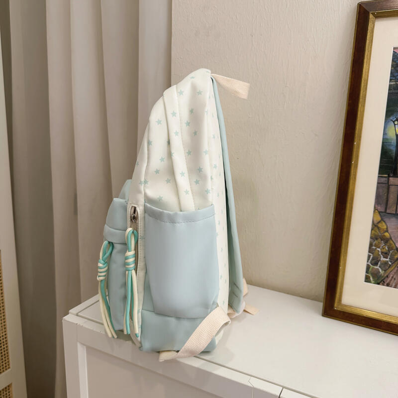 Color Contrast Backpack Women's Star Backpack Student Schoolbag