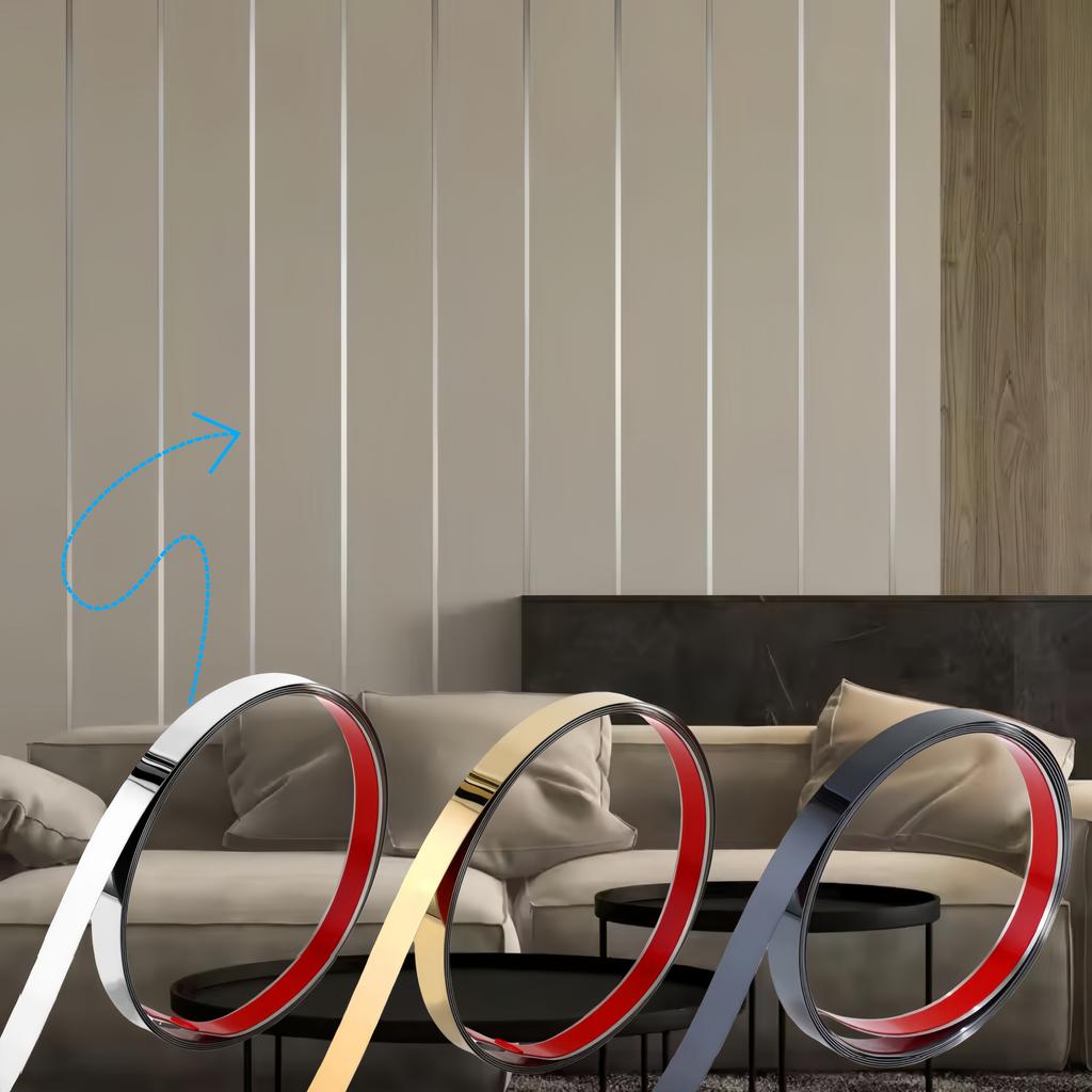 1pc 2.44m/96.06in Stainless Steel Decorative Strip Mirror Stickers Room Decor for Wall Background Ceiling Waist Line Sticker