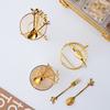 Stainless Steel Fruit Fork Spoon Set Tableware Storage Rack Golden Cute Spoon Household Dessert Cake Fork Home Decoration