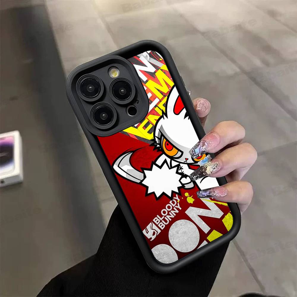 Anime B-Bloody Bunny Silicone Soft Phone Case For IPhone 17 16 14 13 12 11 15 Pro Max Plus Air Cover