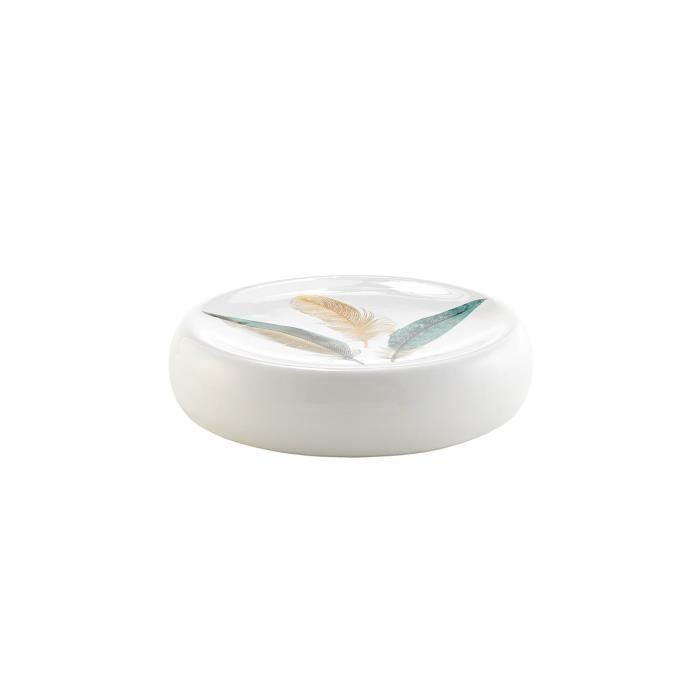 Porte Savon - Plumiss - 11 X 2.5 Cm - Céramique - Blanc - Accessoires Séparés