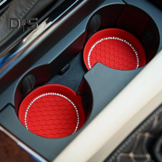 2Pcs Car Coasters Wear Resistant Universal Fit Scratch Prevention Heat-Insulated Non-Slip Cup Holder Mats Silicone Cup Holder Insert