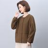 Women's Spring-Autumn 2025 Fashionable Age-Defying Round Neck Cardigan - Thin, Stylish Sweatshirt for Middle-Aged Moms