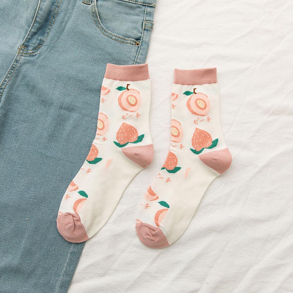 Avocado Mid-Tube Socks For Children, Sweet And Cute Girl Fruit Socks, Summer Fashion Casual Cotton Socks