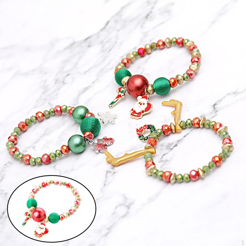 Christmas Bead Bracelet Mixed Colors Pendant