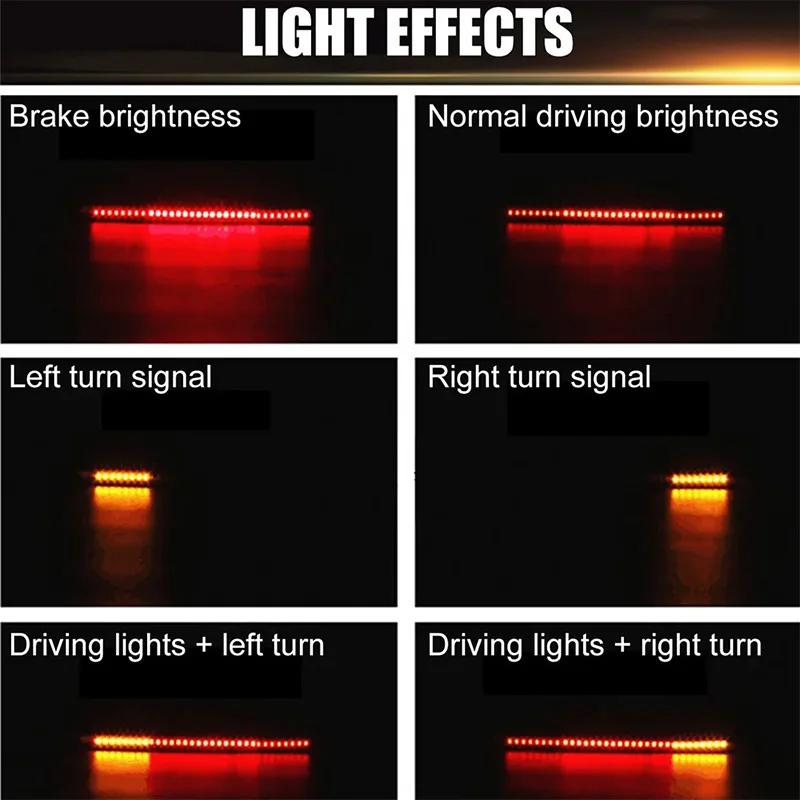 Motorcycle LED Tail Light Strips Flexible 48 LED Red Rear Brake Stop Tail Lihgt Amber Turn Signal Lamp Taillight Accessorie