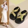 Women's Thick Bottom Sandals Summer 2026 New Style Casual Heightening Beach Shoes All-Match Slip-On Rubber Sole Slippers