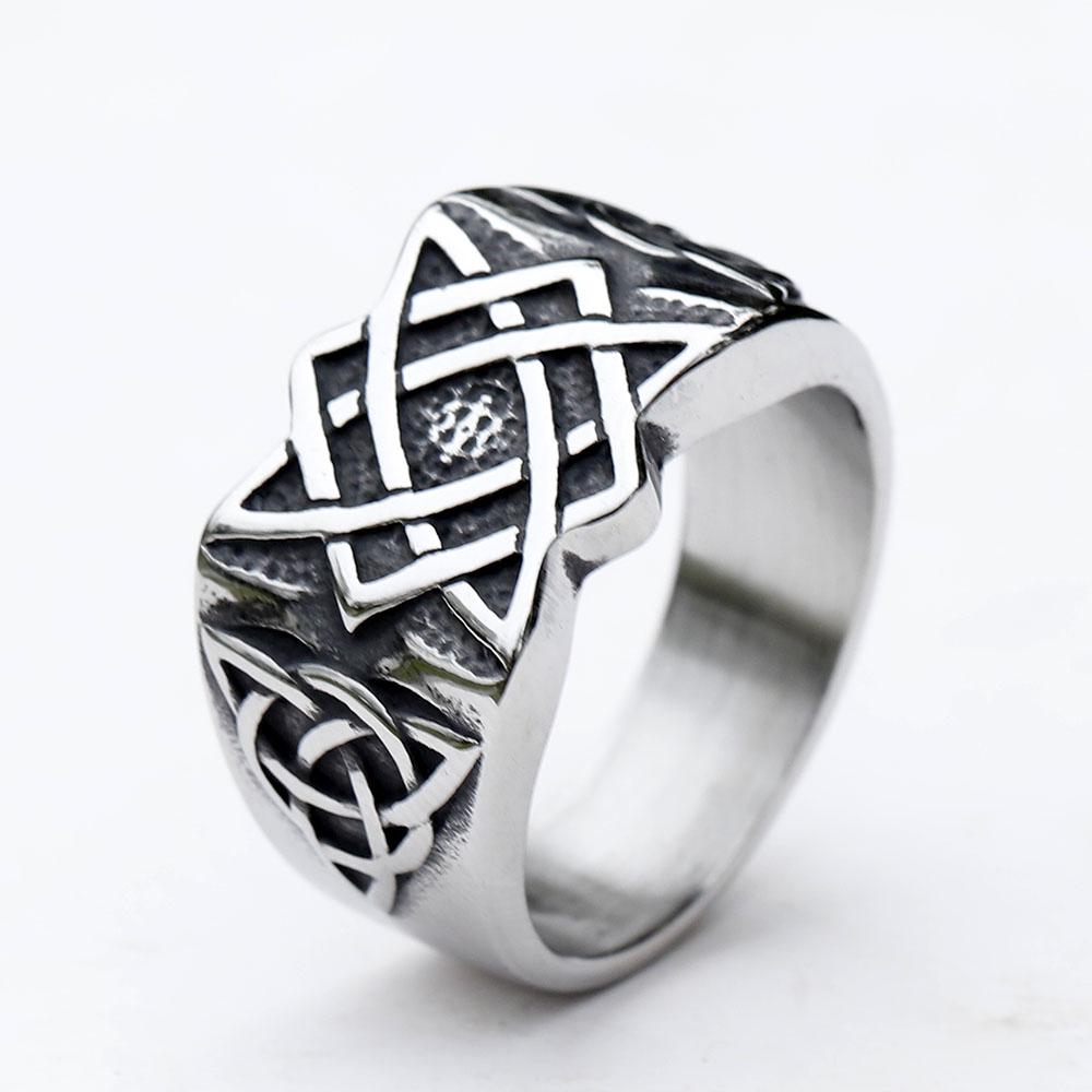New 316L Stainless Steel Viking Slavic Russia Savarog Amulet Celtic Knot Ring For Men 11
