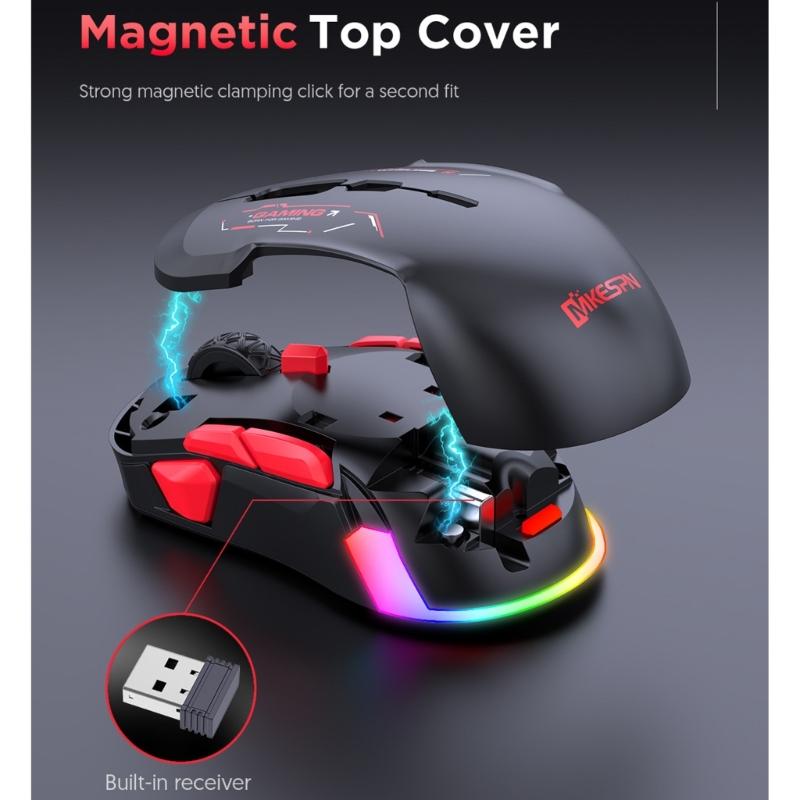 2.4G Wireless Mouse for Laptop Ergonomic Computer Mouse Adjustable 10000DPI 10 Button Cordless Mouse Wireless Mouse