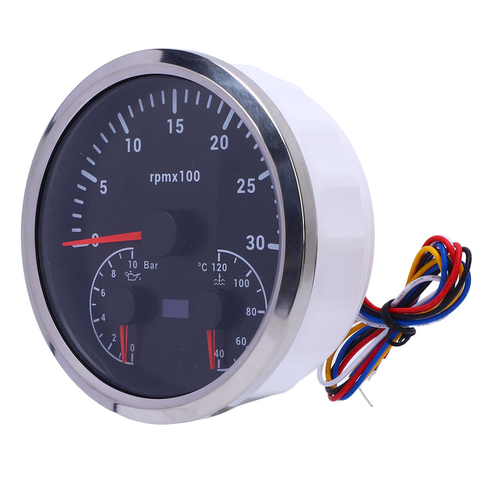 

Электрический тахометр 3 в 1, датчик давления масла, датчик температуры воды, 4 3/8 дюйма, 3000 об/мин, от 0 до 10 бар, от 40 до