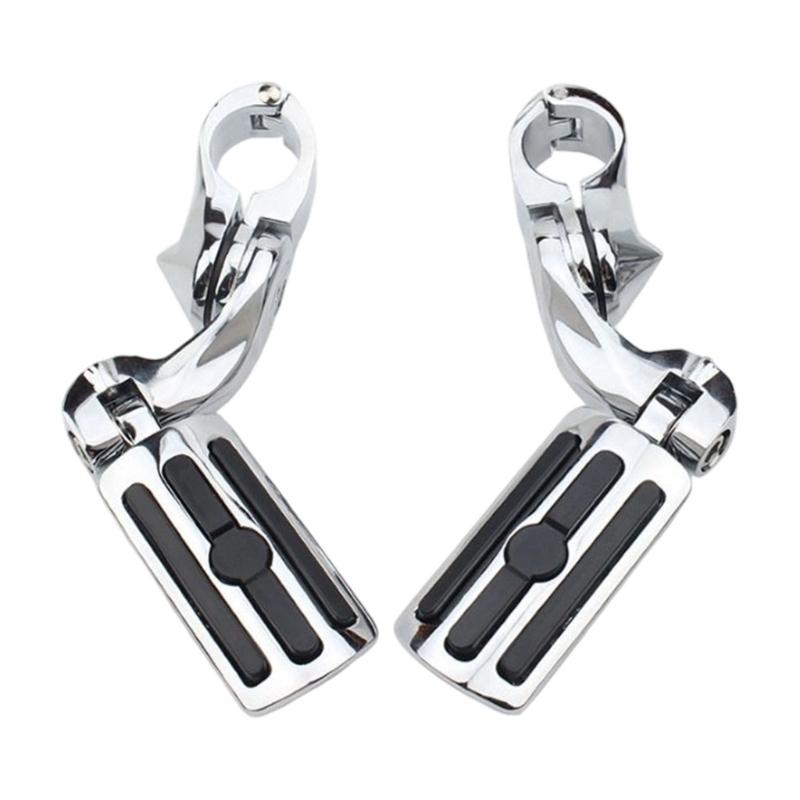 Motorcycle Highway Foot Pegs Pair for Crash Bars, Clamp On Footrests with Rubber Pads, 32MM Bar Fit and Road Use
