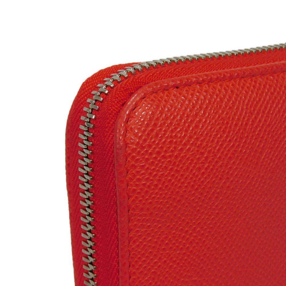 Used 11679 Long Zip Wallet 37690 7940 Grain Calfskin Compartment Zip Around Logo Charm Red Unisex from Japan AUTHENTIC