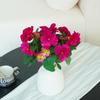 30cm Artificial Pansy Flowers Bouquet UV Resistant Five Fork Silk Fake Flowers Silk Tricolor Violet Artificial Green Plants