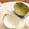Ceramics Fruit Plate with Fork Avocado Fruit Bowl Large Capacity Salad Plate Comfortable Grip Reusable Ceramic Fruit Bowl
