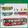 Alloy Simulation City Sightseeing Bus Model Toy With Sound And Functions Light