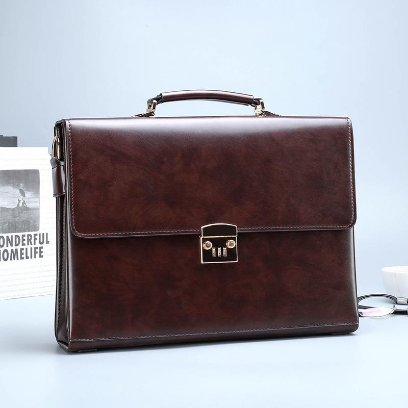 Men's Business Handbag Password Lock Briefcase Rero Portfolio Attache Case Large Capacity Office Computer Bag