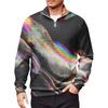 Men's Loose Casual 1/4 Zip Sweatshirt Fashion Printed Long Sleeve Top With Pockets