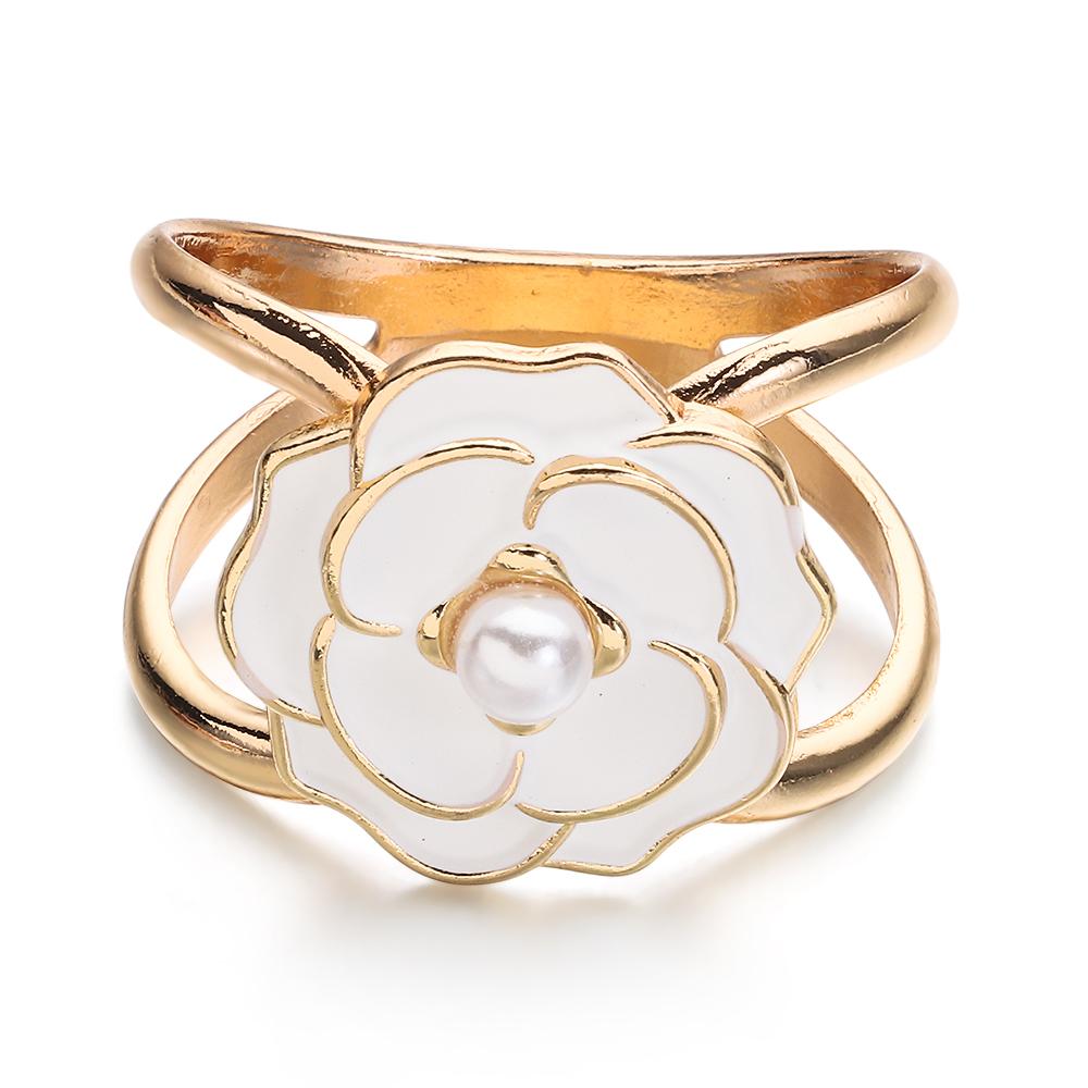 Camellia Scarf Buckle Silk Scarf Buckle Pearl Floral Scarf Ring Clip Clothing Ring Wrap Holder